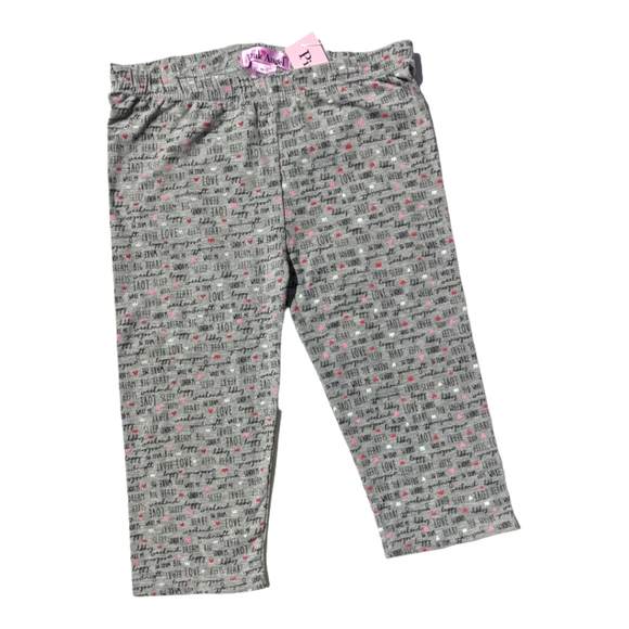 Pink Angel Girls 10-12 Grey Heart/Wake Me/Crown Sleep Pants - Picture 1 of 7